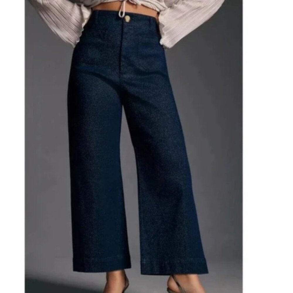 Maeve Colette Dark Blue Wide Leg Jeans